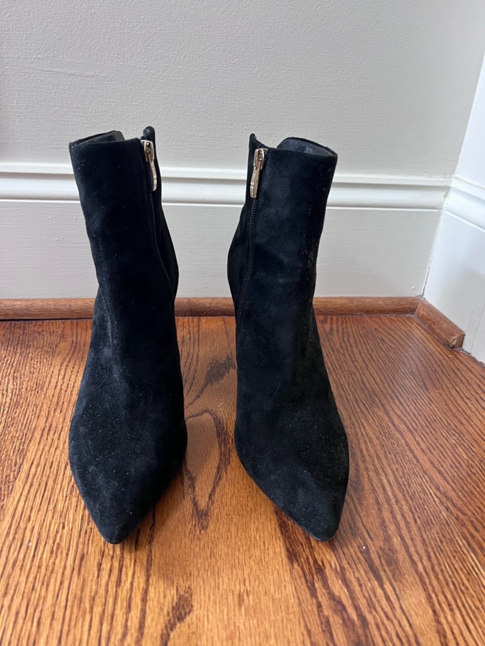Steven By Steve Madden Black Suede Pointed Ankle Booties